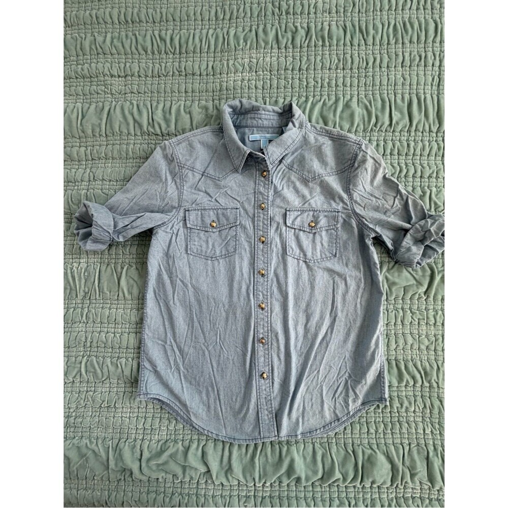 Draper James Light Blue Button-Down Women's Shirt-Large